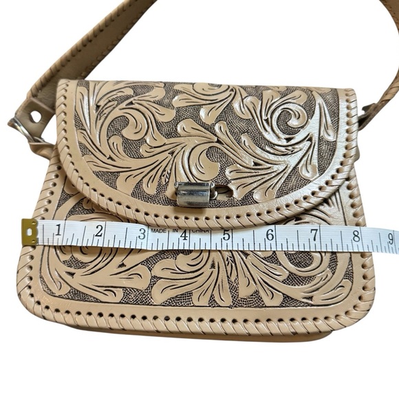 Origenes by David Luna Hand-Tooled Leather Crossbody | Floral Artisan Bag - Picture 8 of 10